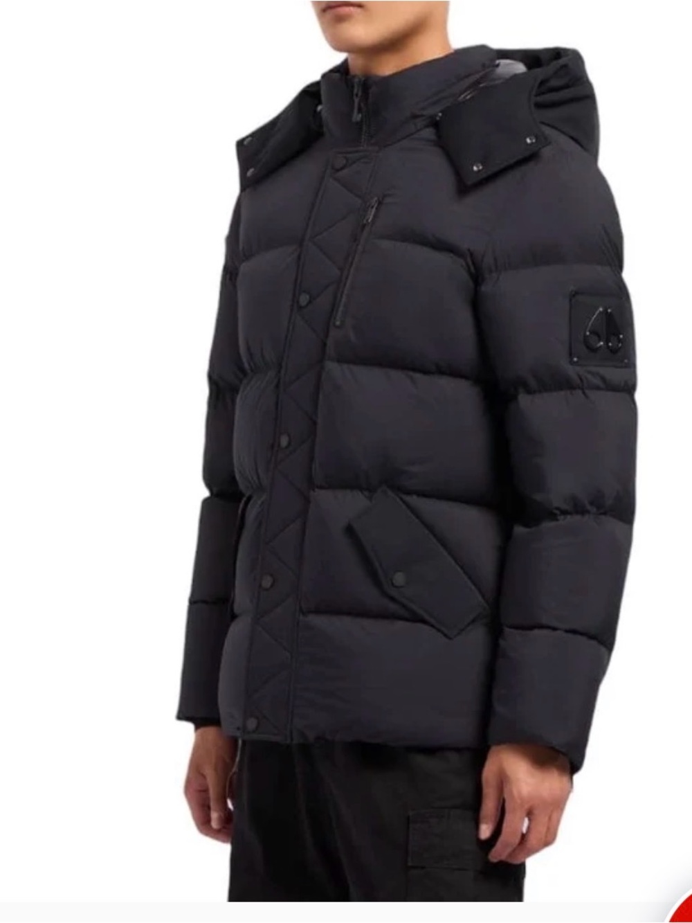 Moose Knuckles Men's Black Quilted Puffer Jacket with Hood